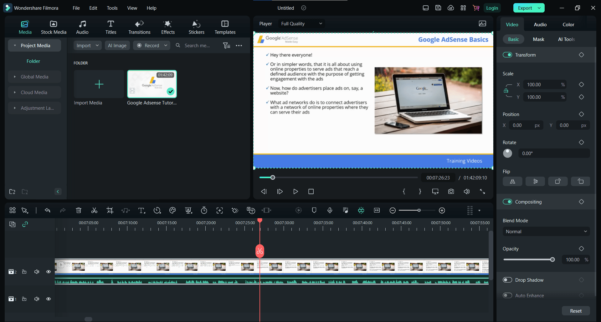 filmora 12.5 interface