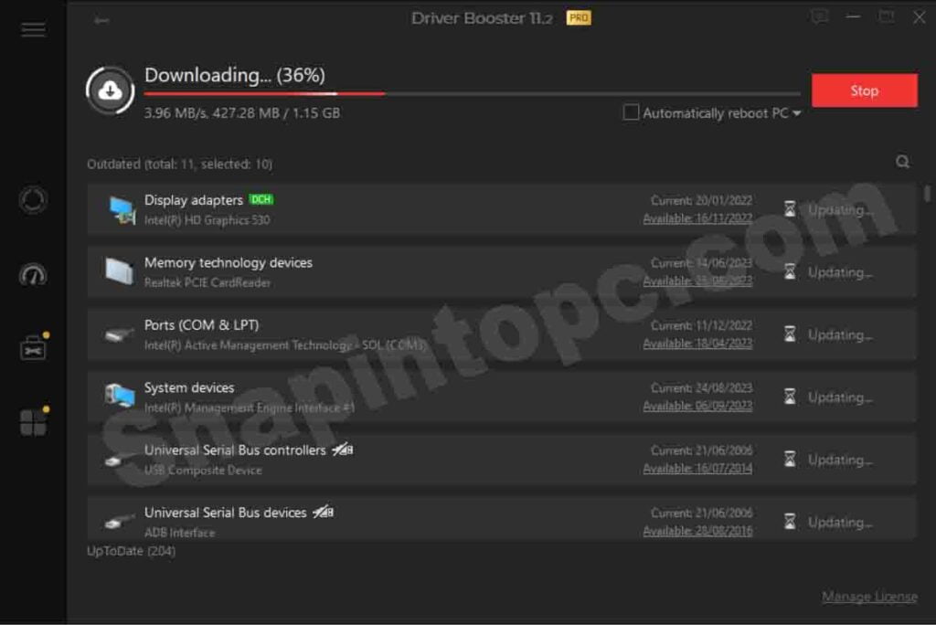 screenshot of driver booster pro  representing downloading drivers