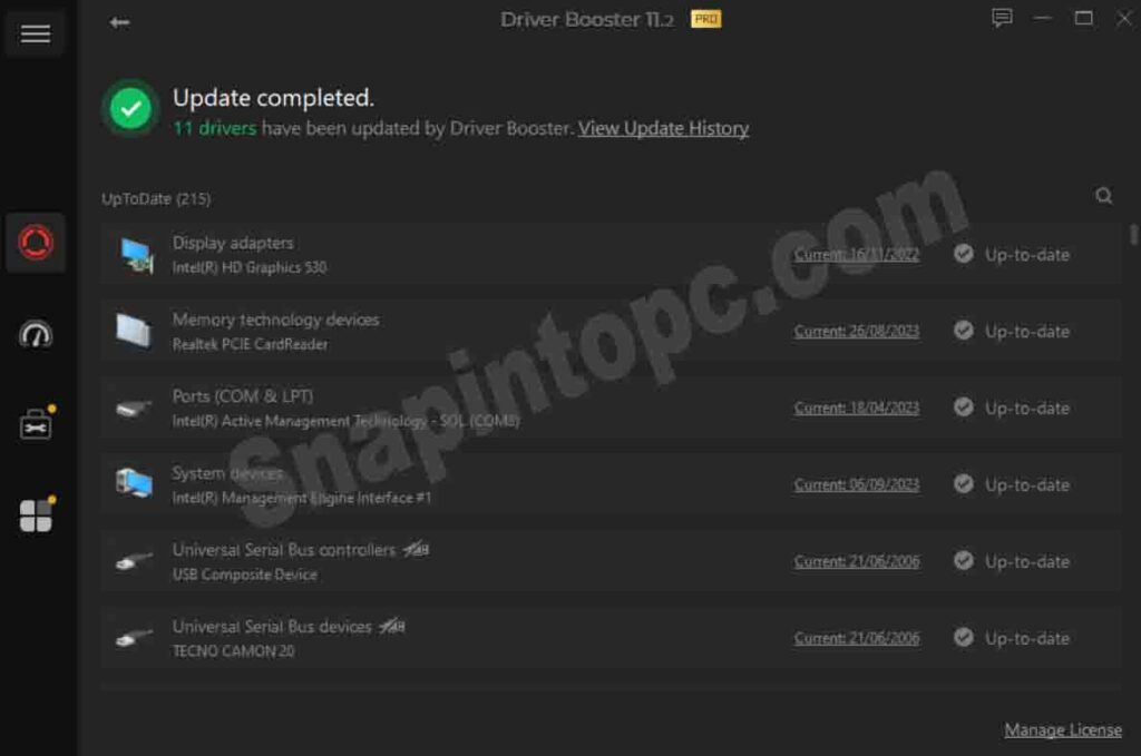 screenshot of driver booster pro  representing up to date driver Notification