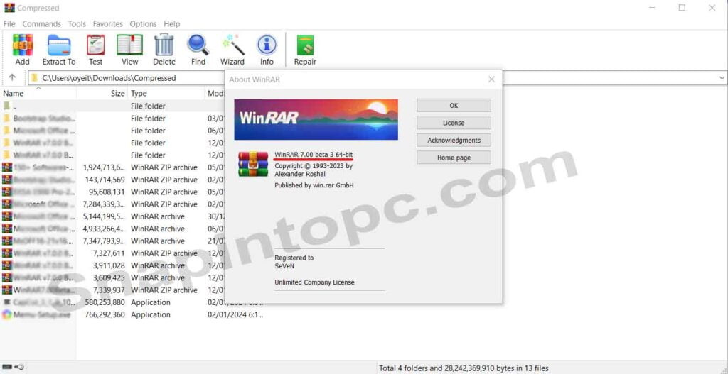 winrar 7.0 user interface 