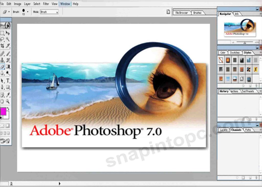 Adobe Photoshop 7.0 free download user interface